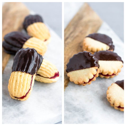 Chocolate Dipped Raspberry Jelly Cookies
